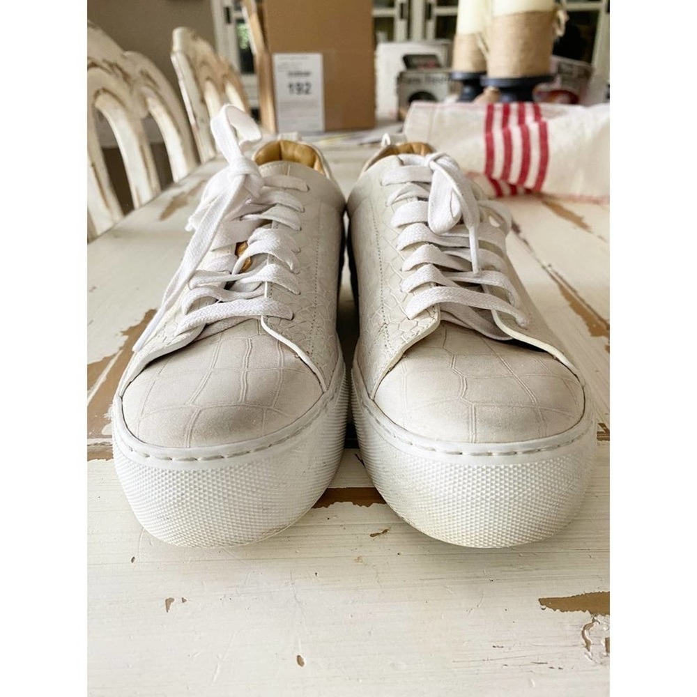 Buscemi En Noir White Crocodile Embossed Leather Low Top Sneakers Shoes Size 6 - Picture 2 of 11